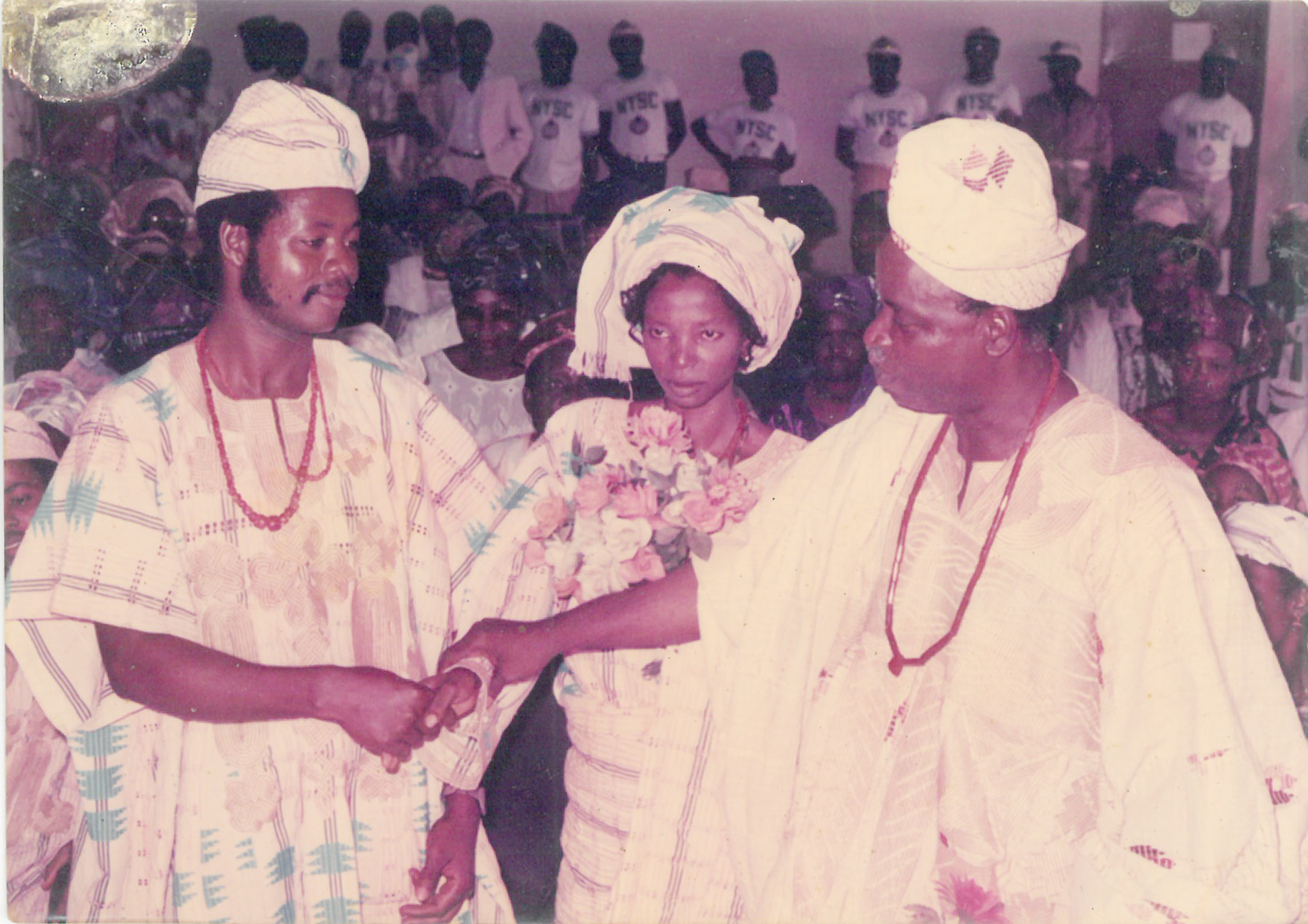Mummy with her father and her husband at their engagement ceremony in Ora-Ekiti