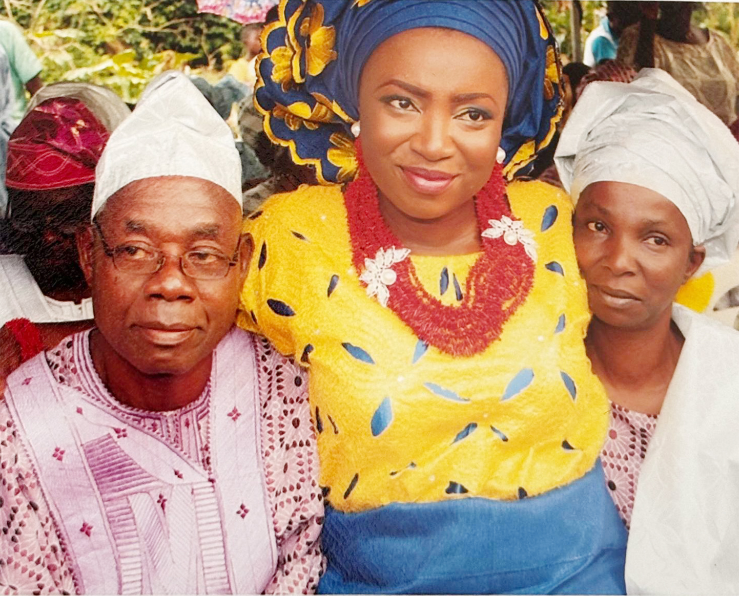 Mummy with her husband and daughter at her daughter's engagement ceremony
