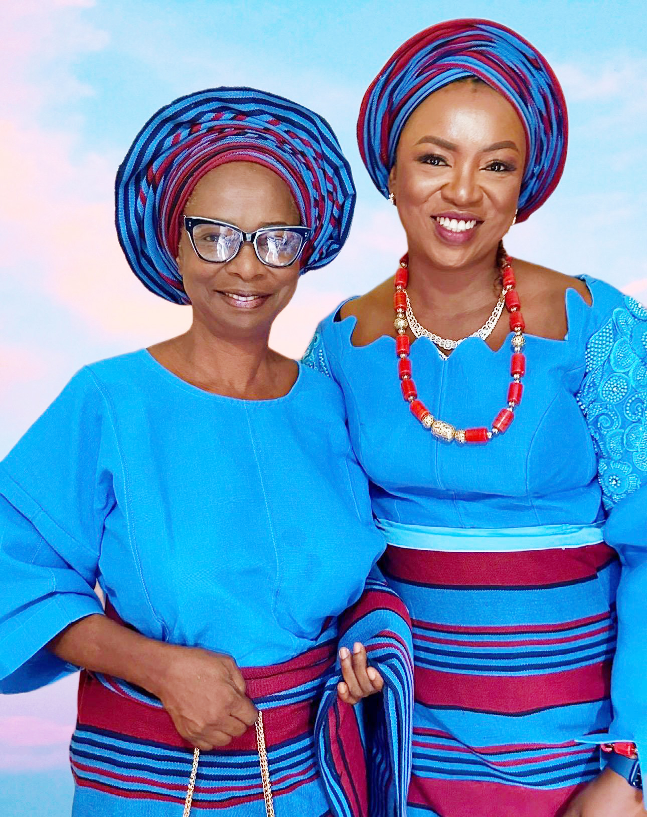 Mummy with her daughter at the funeral service of her mother, Late Olori Susan Beatrice Bejide Fakorede